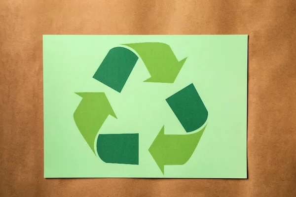 Blad Met Het Symbool Bruin Papier Recycling — Stockfoto