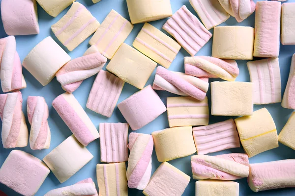 Tasty Sweet Marshmallows Color Table — Stock Photo, Image