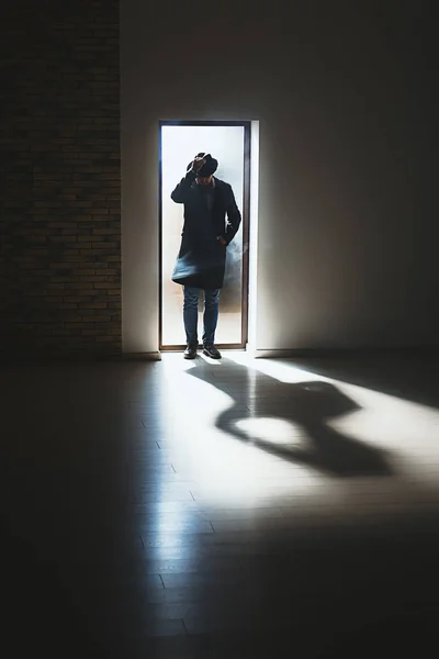 Silhouette Detective Doorway — Stock Photo, Image