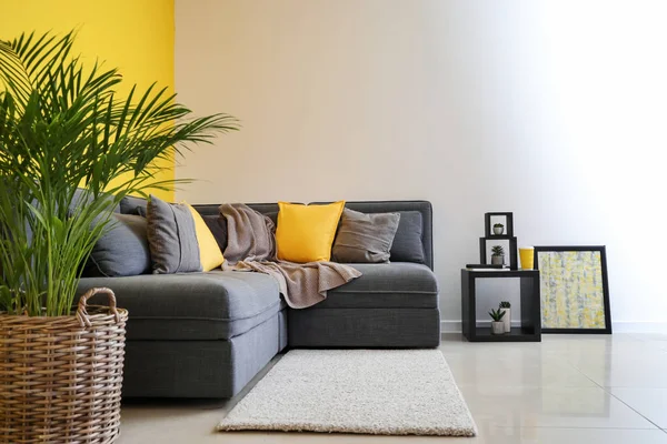 Interieur Des Schönen Modernen Zimmers Mit Bequemem Sofa — Stockfoto