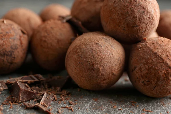 Sweet Truffles Grey Table Closeup — Stock Photo, Image