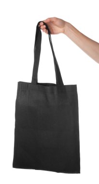 Beyaz arka plan üzerinde marka için boş bir çanta el