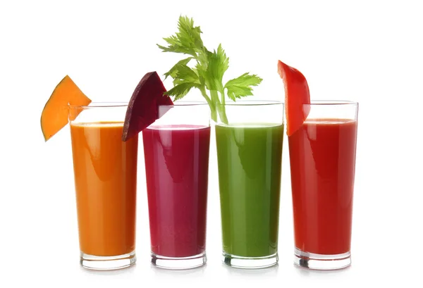 Glasses Healthy Vegetable Juice White Background — Stock Photo, Image