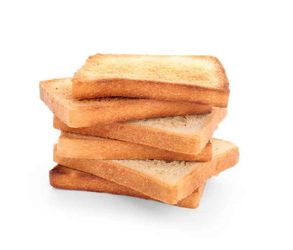 Tasty Toasted Bread White Background — Stock Photo, Image