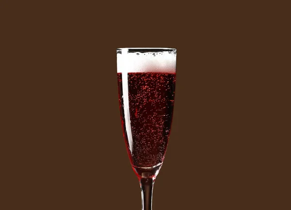 Verre Champagne Sur Fond Couleur — Photo