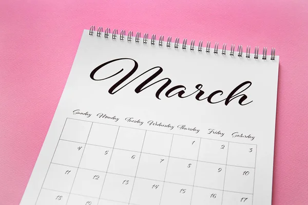 Calendar Page March Color Background — Stock Photo, Image