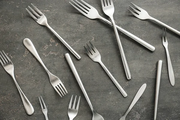 Set Forks Grey Background — Stock Photo, Image