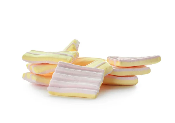 Marshmallows Saborosos Fundo Branco — Fotografia de Stock