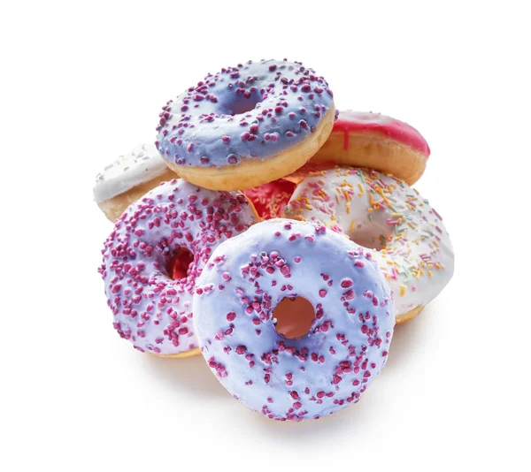 Donuts Saborosos Fundo Branco — Fotografia de Stock