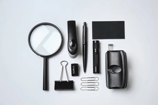 Set Black Items Branding White Background — Stock Photo, Image