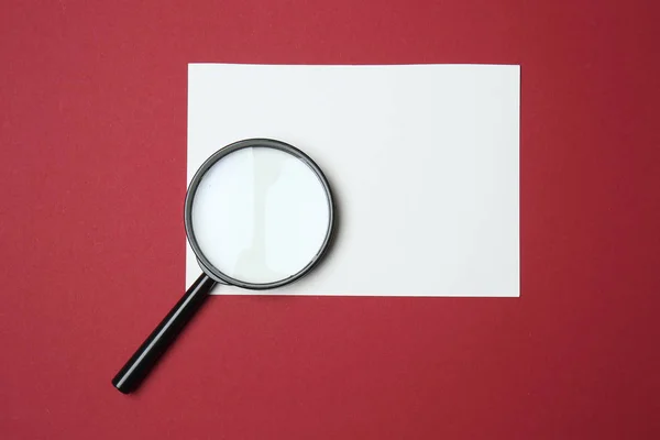 Blank Sheet Paper Magnifying Glass Color Background — Stock Photo, Image