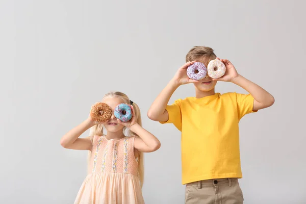 Cute Little Children Donuts Light Background — Stock Photo, Image