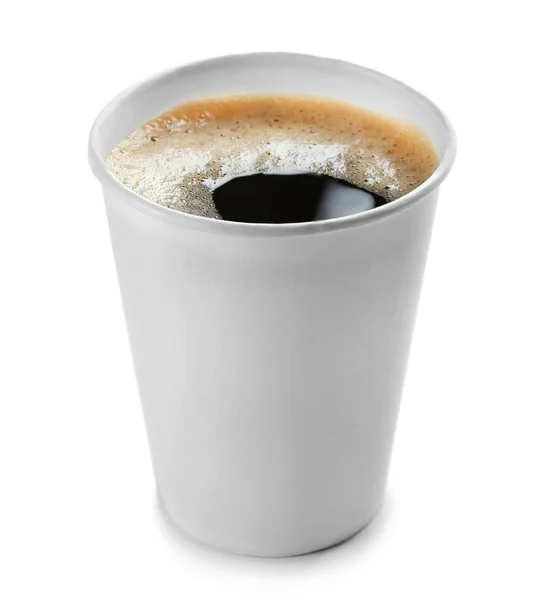 Papper Kopp Hett Kaffe Vit Bakgrund — Stockfoto