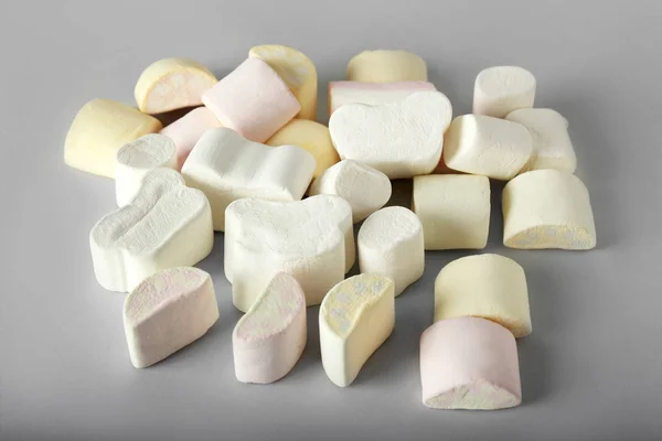 Tasty Marshmallows Grey Background — Stock Photo, Image