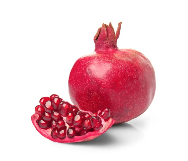 Ripe Pomegranate White Background — Stock Photo, Image