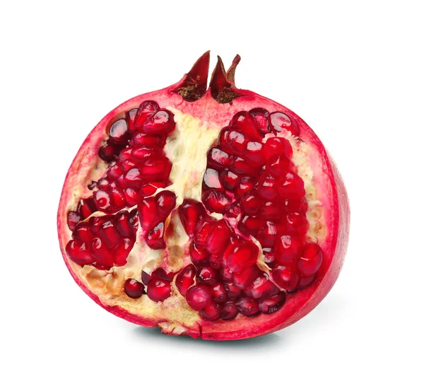 Half Ripe Pomegranate White Background — Stock Photo, Image