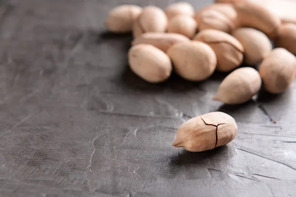 Pecan Nuts Grey Table — Stock Photo, Image