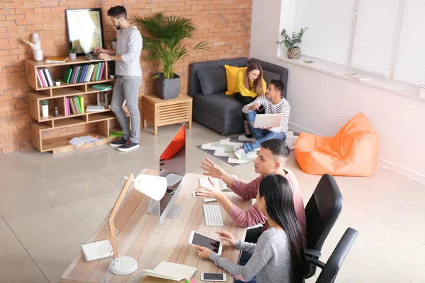 Young people studying at home