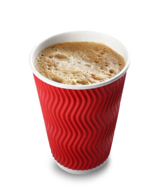 Kağıt bardak beyaz zemin üzerine sıcak kahve