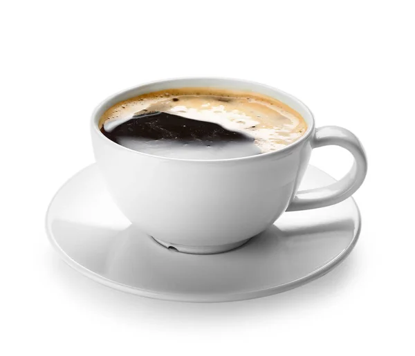 Tasse Heißen Kaffee Auf Weißem Hintergrund — Stockfoto