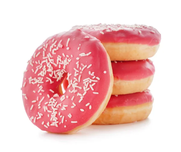 Leckere Donuts Auf Weißem Hintergrund — Stockfoto