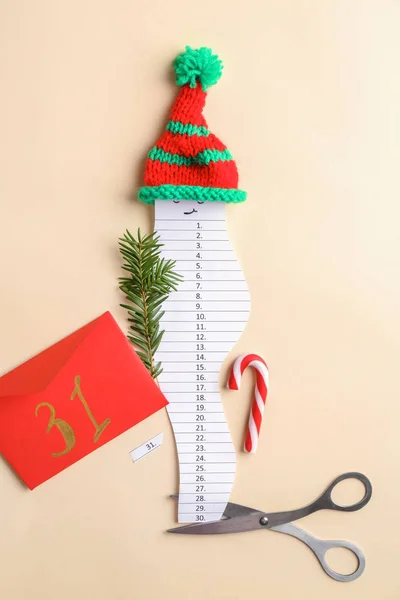 Composition Christmas Calendar Light Background — Stock Photo, Image