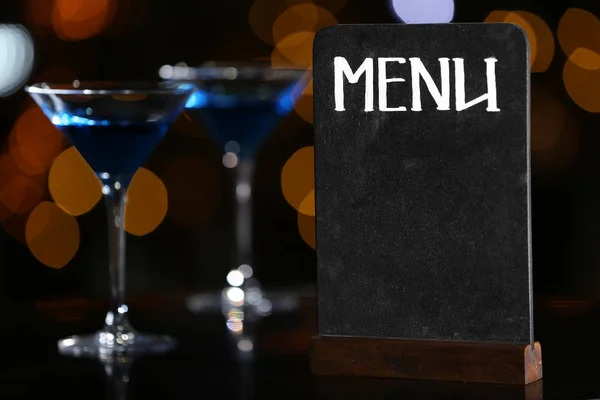 Placa Menu Mesa Bar — Fotografia de Stock