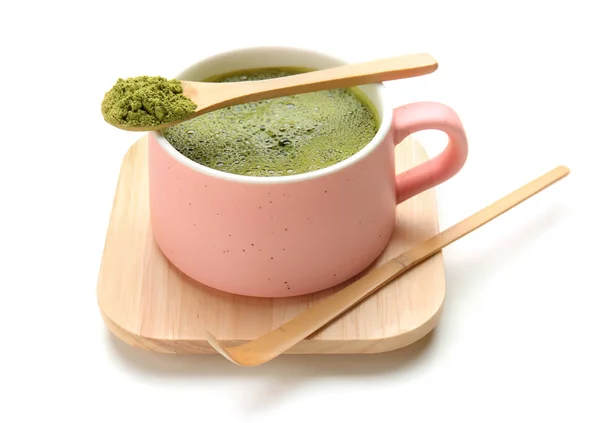 Cup Matcha Tea White Background — Stock Photo, Image