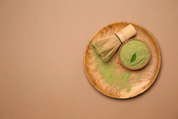 Composition Matcha Tea Color Background — Stock Photo, Image