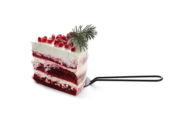 白い背景の上のおいしいクリスマス ケーキの作品 — ストック写真