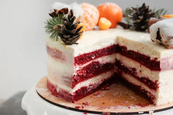 Tasty Christmas Cake Closeup — Stock Photo, Image