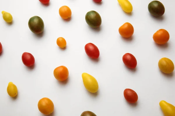 Many Colorful Tomatoes White Background — Stock Photo, Image