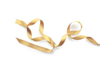 Beyaz arkaplanda güzel altın kurdele