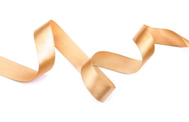 Beyaz arkaplanda güzel altın kurdele