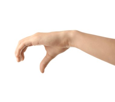 Beyaz arkaplanda kadın eli