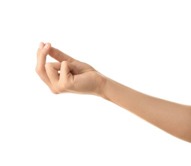 Beyaz arkaplanda kadın eli