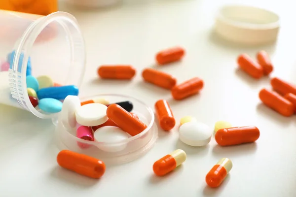 Plastic Container Pills Table — Stock Photo, Image