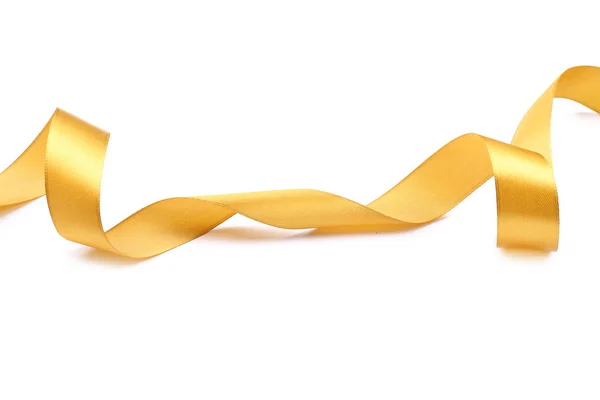 Beautiful Golden Ribbon White Background — Stock Photo, Image