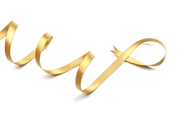 Beautiful Golden Ribbon White Background — Stock Photo, Image