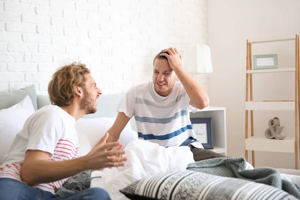 Young Gay Couple Quarrel Home Lgbt Concept — Stock Photo, Image