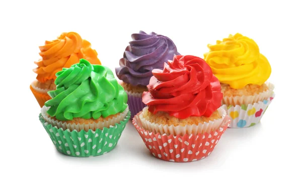 Barevné Cupcakes Bílém Pozadí — Stock fotografie