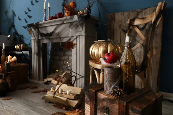 Decor Prepared Halloween Party Room — Stock Photo, Image