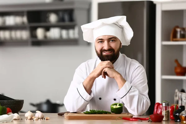 Male Chef Restaurant Kitchen — Stock Photo, Image