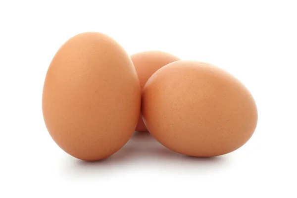 Raw Chicken Eggs White Background — Stock Photo, Image