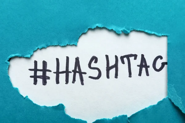 Word Hashtag Alatt Szakadt Színes Papír — Stock Fotó