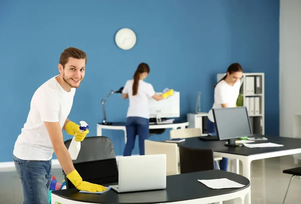 Team Van Conciërges Kantoor Schoonmaken — Stockfoto