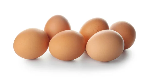 Raw Chicken Eggs White Background — Stock Photo, Image