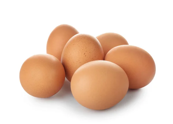 Raw Chicken Eggs White Background — Stock Photo, Image