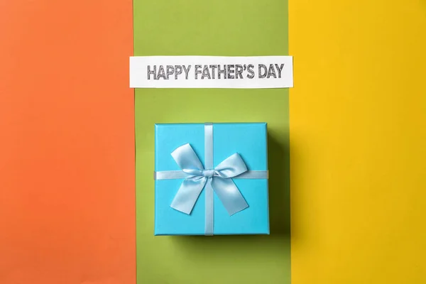 Gift Box Father Day Color Background — Stock Photo, Image