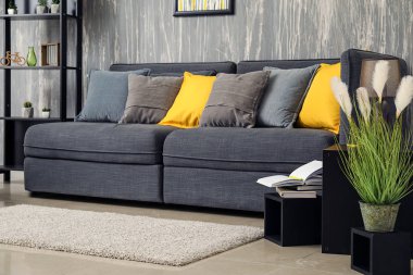 Oda rahat büyük kanepe ile şık iç